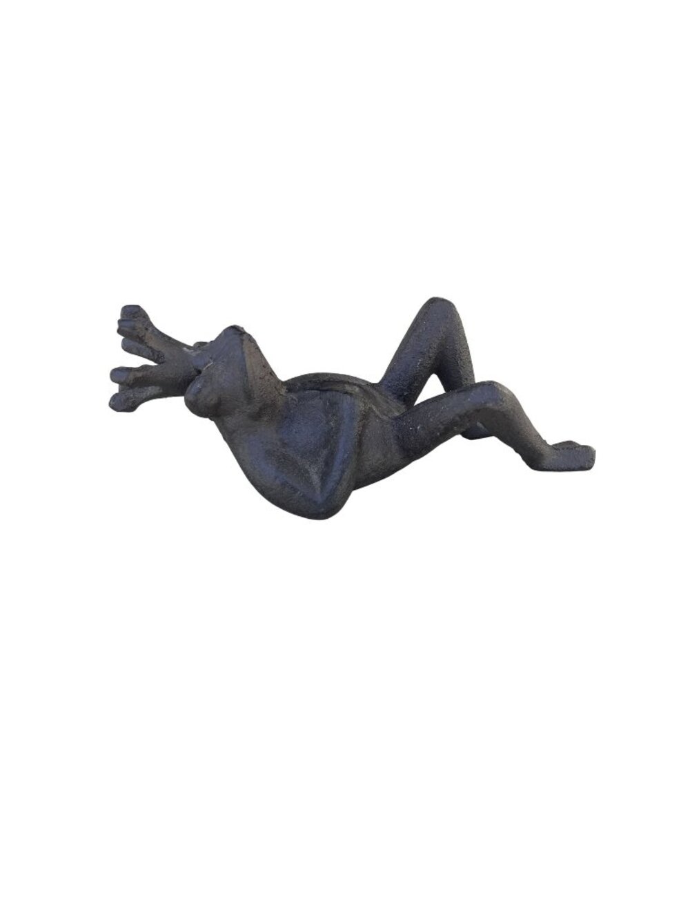 Vintage Cast Iron Reclining Frog With Crown 6"
